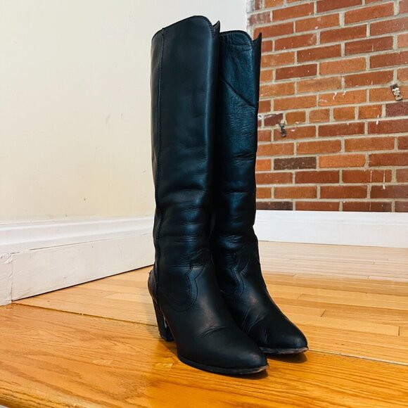 Frye Womens Renee Seam Tall Black Cowboy Western Boots 7 M - Picture 5 of 16